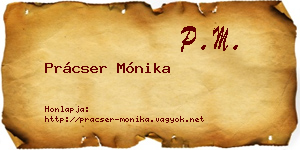 Prácser Mónika névjegykártya
